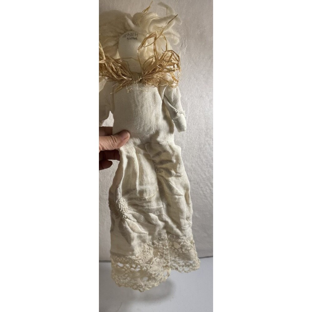 Vtg 1995 Handmade Angel Rag Doll With Lace Clothes 13”
